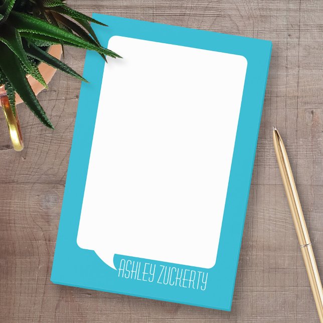 Post-it® Aqua et White Talk Bubble Nom rétro (Custom Post-it Note Pads - Add your name and other text)