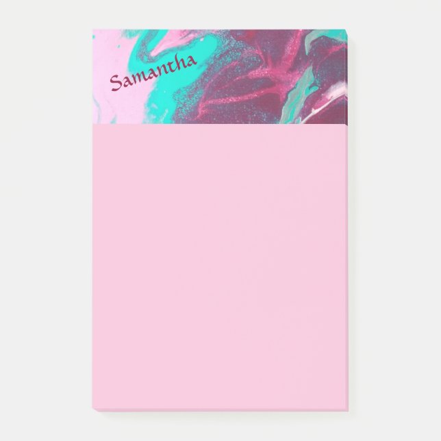 Post-it® Aqua Pink Abstrait Personnalisé Post it Notes 4x6 (Devant)