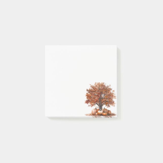 Post-it® Aquarelle Arbre d'automne et Citrouilles (Devant)