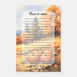 Post-it® Aquarelle Automne Citrouille de route en chute Feu