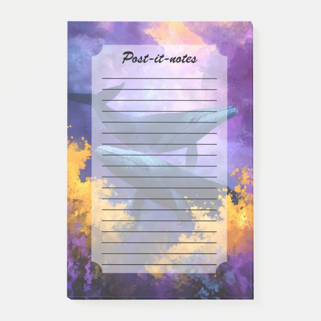 Post-it® Aquarelle Baleines Jardin Océan Abstrait (Devant)