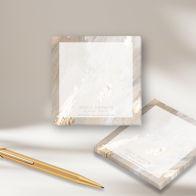 Post-it® Aquarelle Beige élégant Or Nom d'huile Notaire (Créateur téléchargé)