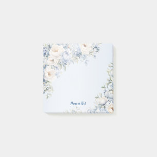 Post-it® Aquarelle bleu Dusty Fleurs d'ivoire Feuille Rusti