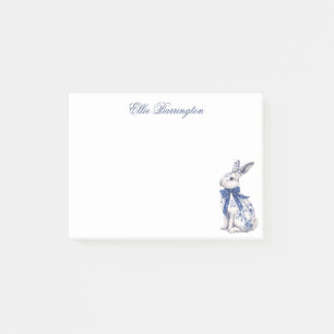 Post-it® Aquarelle Bleu et blanc Chinoiserie Lapin Rabbit