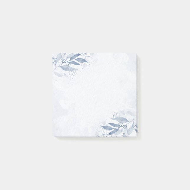 Post-it® Aquarelle bleu Feuille Fleurs Mariage botanique (Devant)