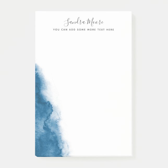 Post-it® Aquarelle bleu foncé nom personnalisé (Devant)