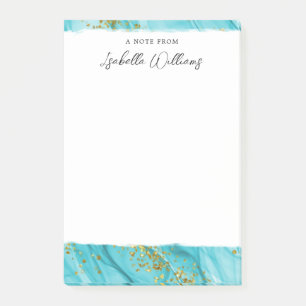 Post-it® Aquarelle bleu Parties scintillant or personnalisé