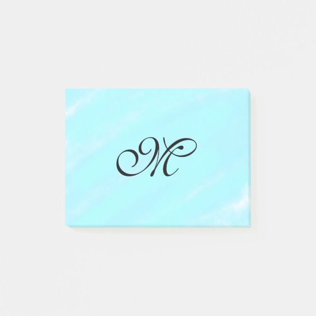 Post-it® Aquarelle bleu vert monogramme ajouter le pastel l (Devant)