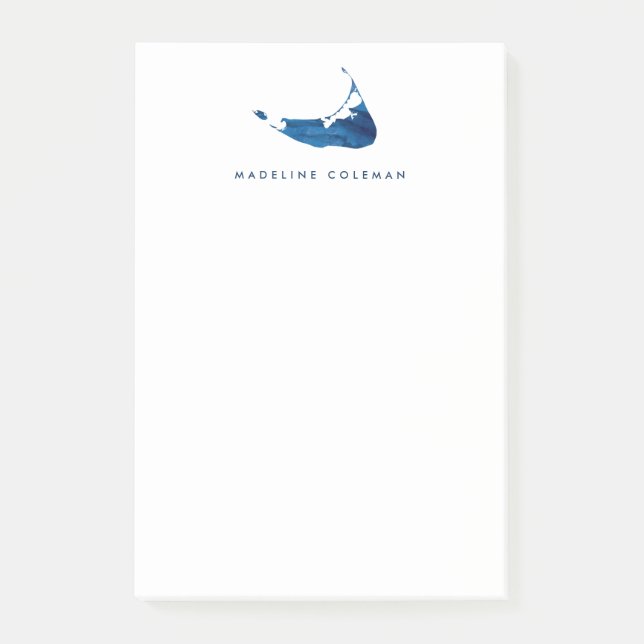 Post-it® Aquarelle bleue Nantucket Island Carte Monogramme (Devant)