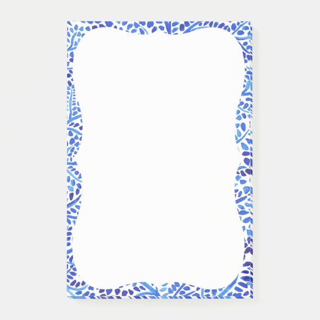 Post-it® Aquarelle bleue vignes classiques peintes feuilles (Devant)