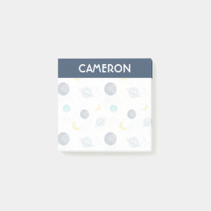 Post-it® Aquarelle Blue Space Planet Motif