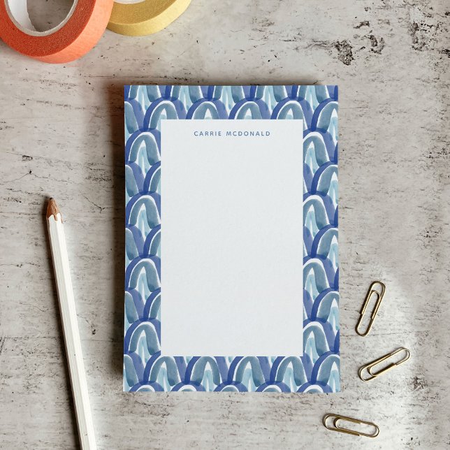 Post-it® Aquarelle bohème arc-en-ciel en bleu (Bohemian Watercolor Rainbows in Blue Post-it Notes)