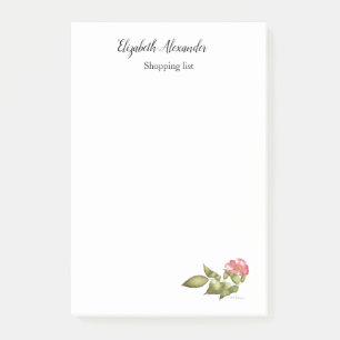 Post-it® Aquarelle botanique rose sauvage en rose et vert.