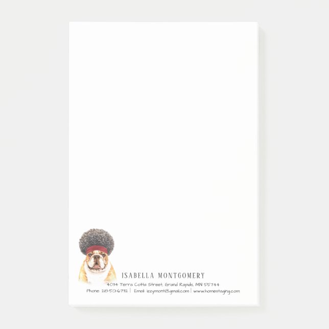 Post-it® Aquarelle Bulldog Notes personnalisées (Devant)