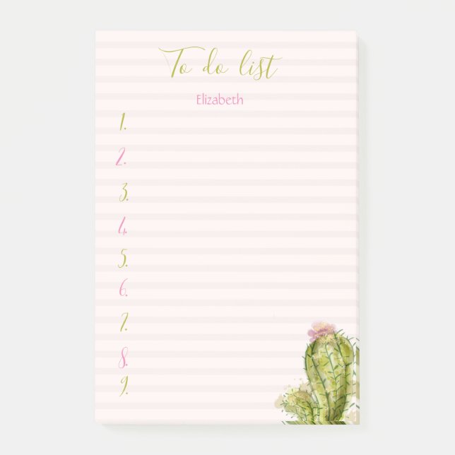 Post-it® Aquarelle Cactus Rose Divisée en deux (Devant)