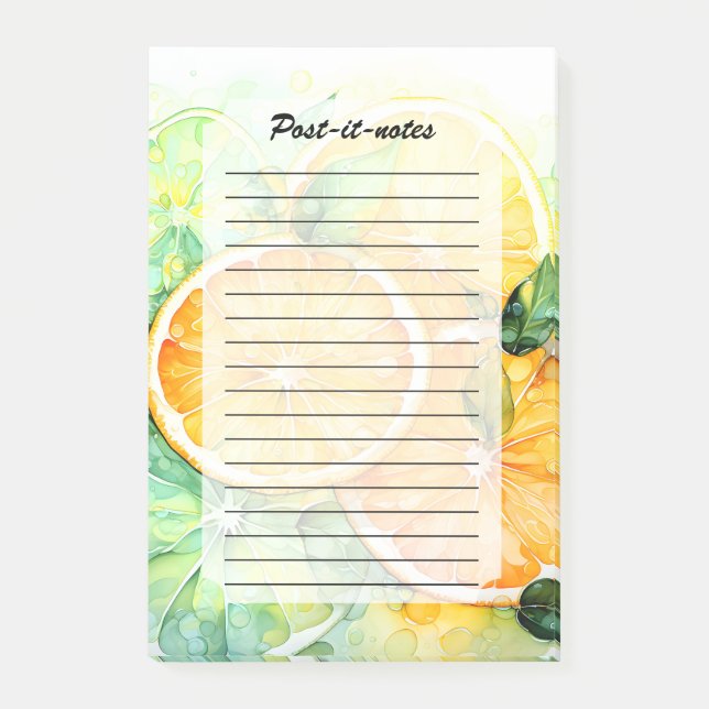 Post-it® Aquarelle Citron Orange Lime Botanique Cuisine (Devant)