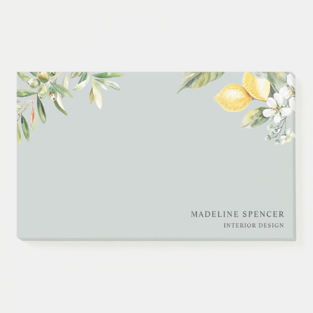 Post-it® Aquarelle Citrons et olives Vert Sage (Devant)