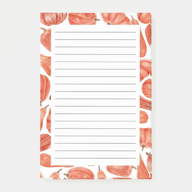 Post-it® Aquarelle Citrouilles Automne Thème Post-it Notes (Devant)