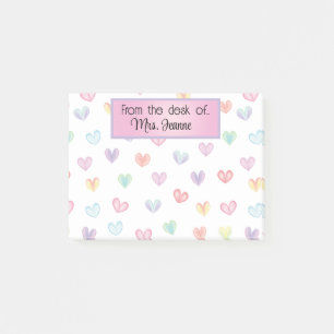 Post-it® aquarelle coeur arc-en-ciel élégant Du bureau de