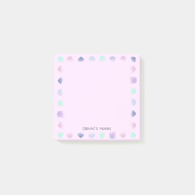 Post-it® Aquarelle colorée Fleur Nom personnalisé (Devant)