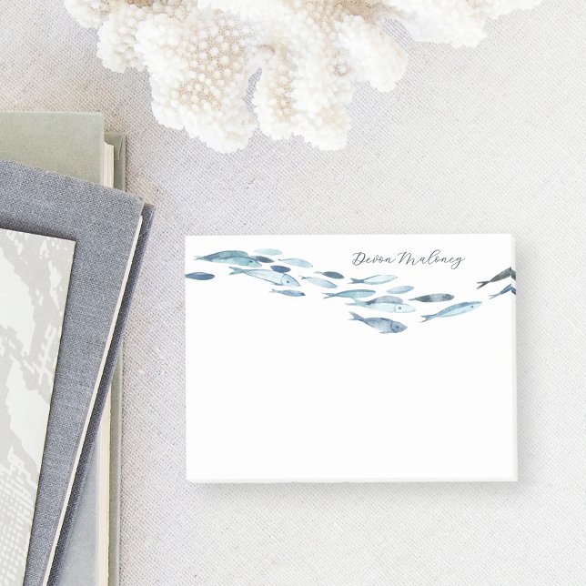 Post-it® Aquarelle côtière Poisson personnalisé (Créateur téléchargé)