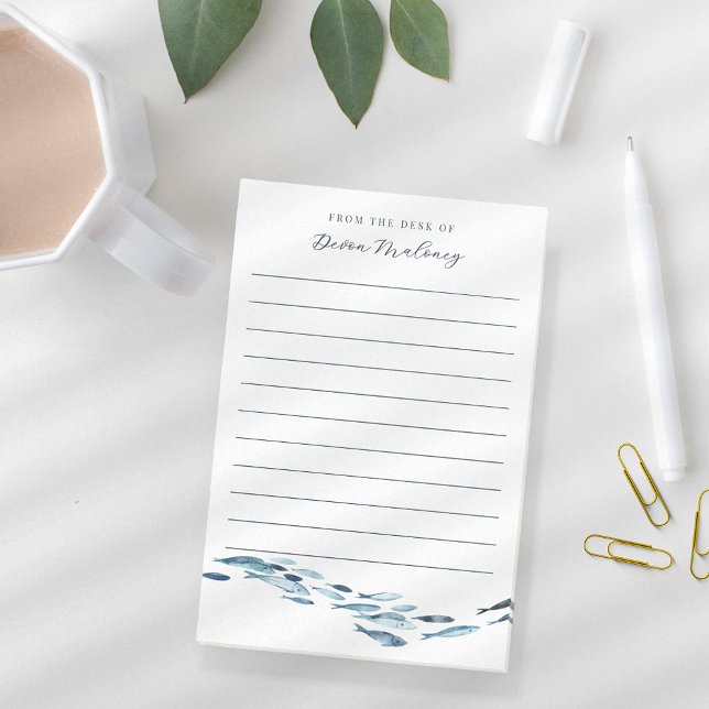 Post-it® Aquarelle côtière Poisson personnalisé (Créateur téléchargé)