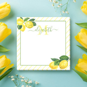 Post-it® Aquarelle de citrons rustiques Monogramme, rayures