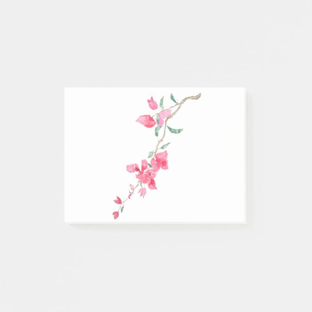 Post-it® Aquarelle de fleurs rouges de bougainvilliers rose (Devant)