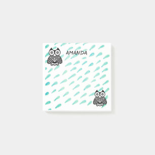 Post-it® aquarelle de hibou design personnalisé poster sa n