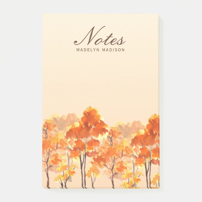 Post-it® Aquarelle de la forêt d'automne Oranges (Devant)