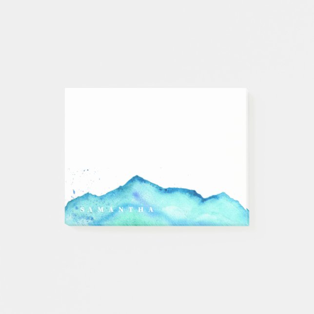 Post-it® Aquarelle de montagne | Nom personnalisé (Devant)