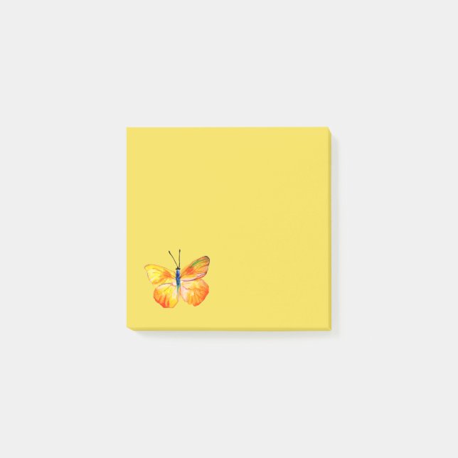 Post-it® Aquarelle de papillon jaune Dessin Notes post-it (Devant)