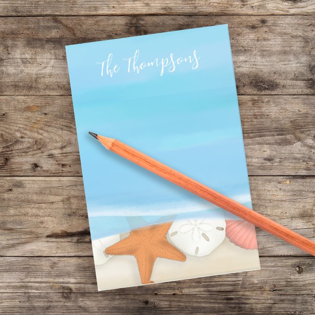 Post-it® Aquarelle de plage Coques Whimsical Coastal Blue (Créateur téléchargé)