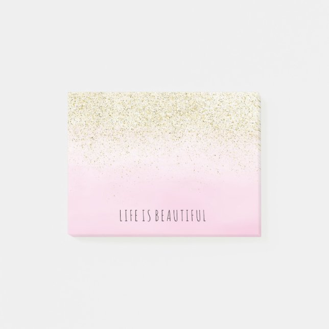 Post-it® Aquarelle de rose de parties scintillantes de Faux (Devant)