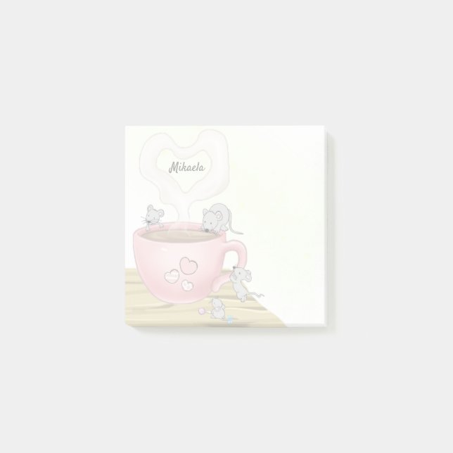 Post-it® Aquarelle de souris mignonne Jaune Personnalisée (Devant)