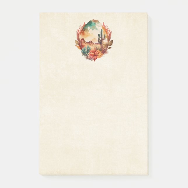 Post-it® Aquarelle Désert Cactus et Montagnes (Devant)