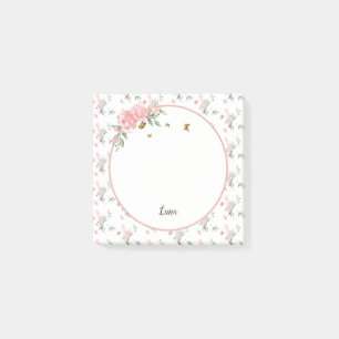 Post-it® Aquarelle Élégantes Roses Roses avec Papillons