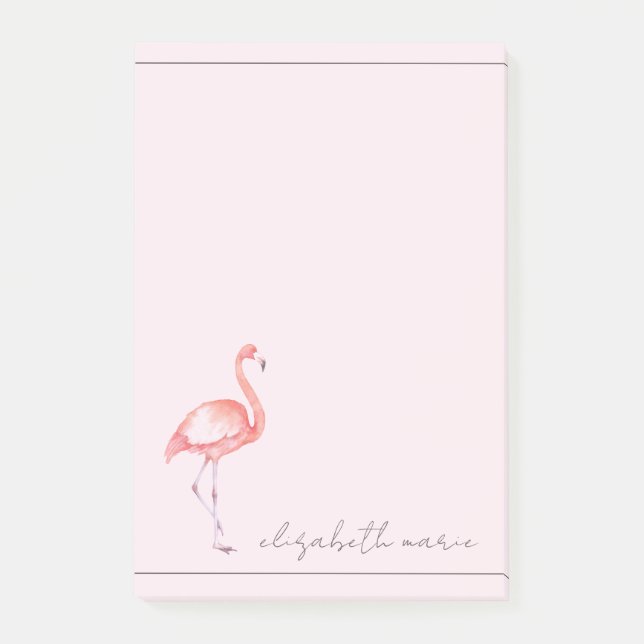 Post-it® Aquarelle Flamant rose rose personnalisé (Devant)