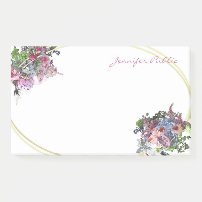 Post-it® Aquarelle Fleurs à main Script Gold Modèle cadre (Devant)