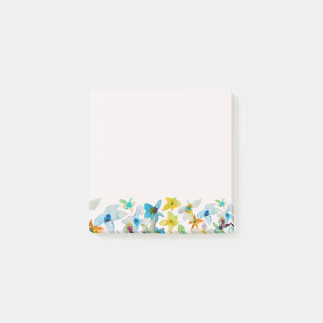 Post-it® Aquarelle fleurs bleues blanches (Devant)