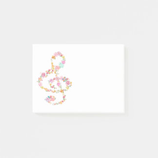 Post-it® aquarelle fleurs musique treize clef
