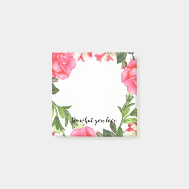 Post-it® Aquarelle Fleurs roses Circle Wreath (Devant)