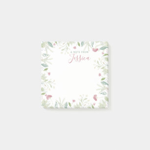 Post-it® Aquarelle Fleurs Sauvages avec Nom Personnalisé
