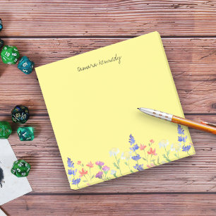 Post-it® Aquarelle Fleurs sauvages Nom personnalisé Floral