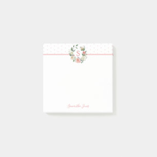 Post-it® Aquarelle Floral Rose Flowers Monogramme