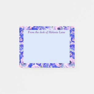 Post-it® Aquarelle florale bleu-bleu personnalisée