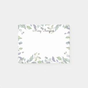 Post-it® Aquarelle florale moderne Nom du script