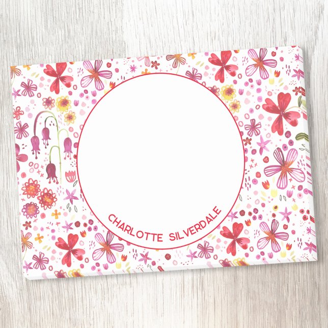 Post-it® Aquarelle Florale Moderne Personnalisée (Watercolor wildflower personalized name Post It notes)