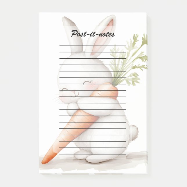 Post-it® Aquarelle Fluffy Bunny Carrot Love (Devant)