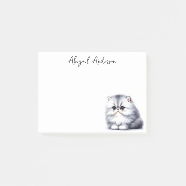 Post-it® Aquarelle Gris Perse Kitten Cute Chat (Devant)